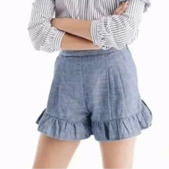 J. Crew Pants - J Crew Ruffle Chambray Shorts
